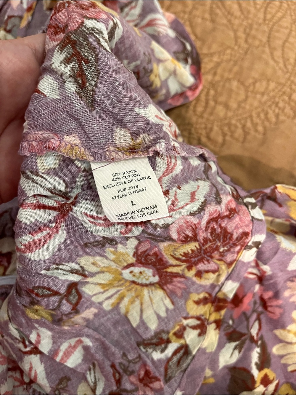 Floral Peasant Top in Lavender Crop Babydoll Peplum Y2K Tie Front Puff Sleeve - Picture 8 of 9